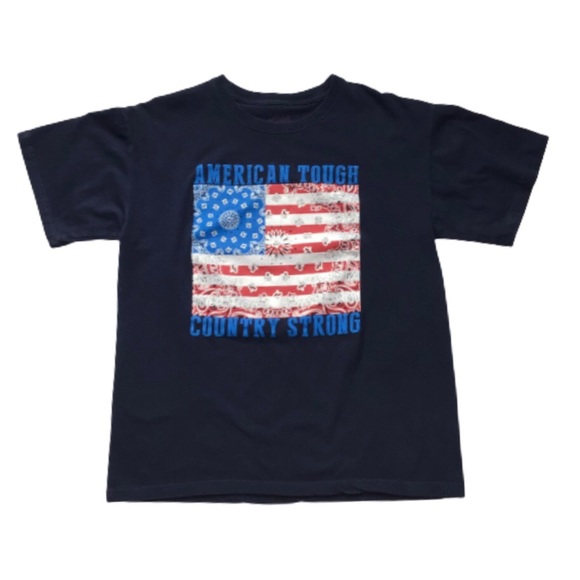 Lifestyle Classics American Tough Country Strong Flag Graphic Tee Large - Picture 1 of 11